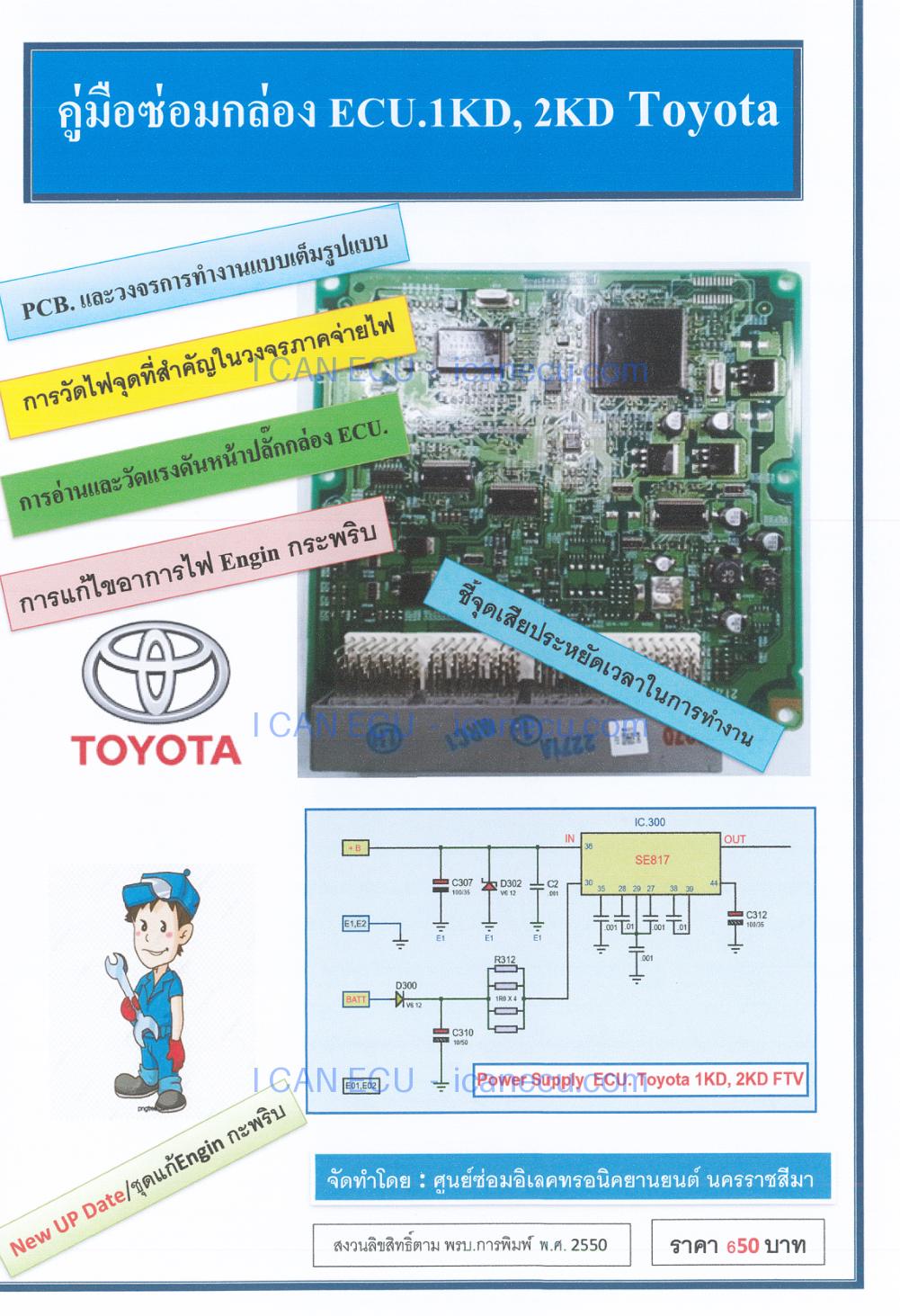 ตัวอย่างปก จาก คู่มือซ่อมกล่อง ECU 1KD, 2KD Toyota